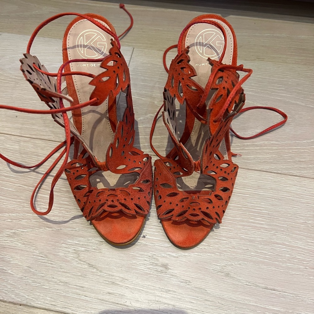 Kurt Geiger burnt orange suede ankle strap sandals size 39